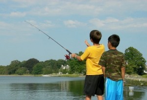 two boys fishing