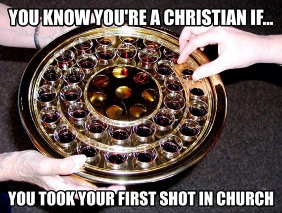 Christians drinking shots