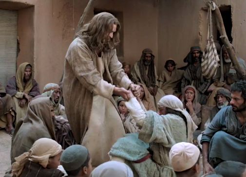 man through roof to Jesus Luke 5