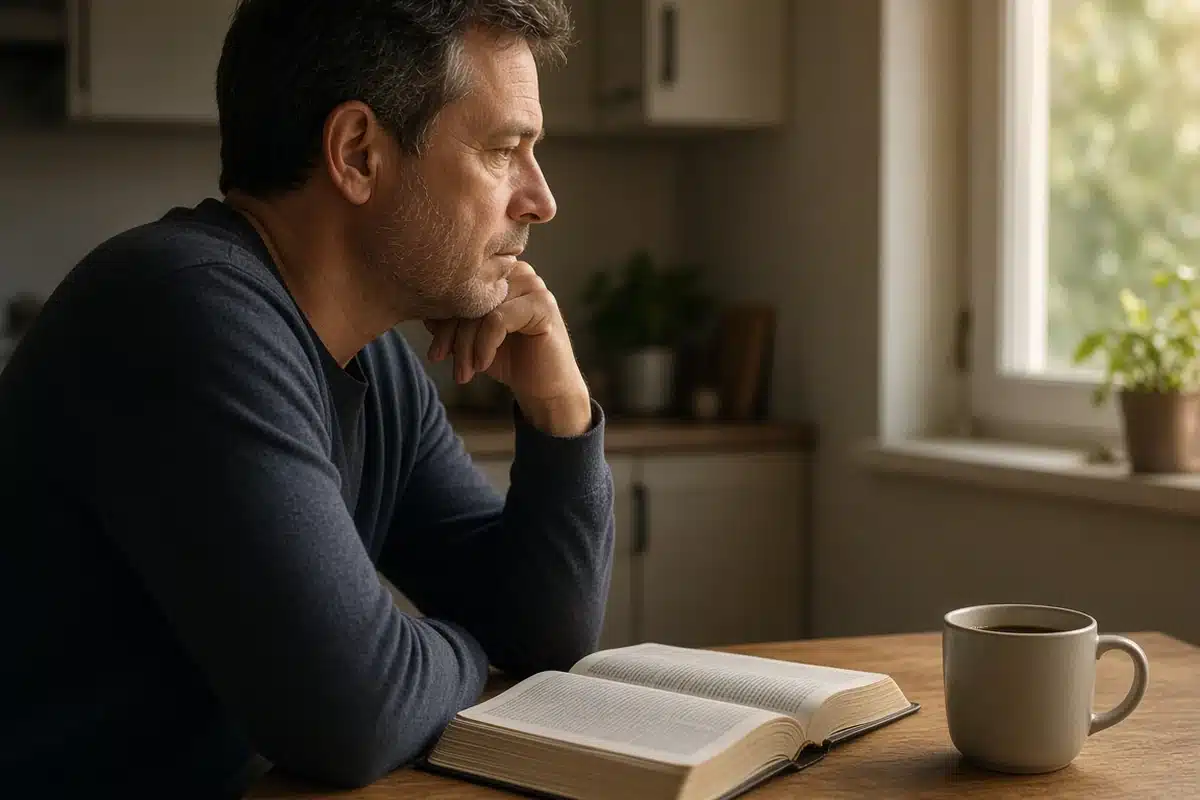 A person reading an open Bible, asking how do I know I have eternal life